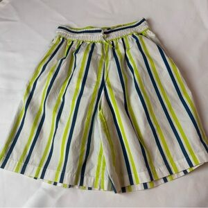 By Anthropologie Striped Boxy Bermuda Pajama Shorts White Blue Green XS